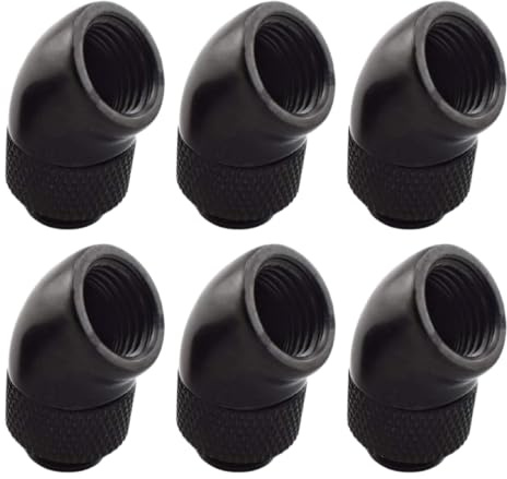 Dracaena.io 6er-Pack G1/4 45 Grad Drehadapter, M-F, Schwarz