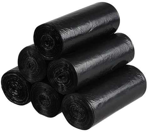 Yesdate Lot de 6 rouleaux de sacs poubelle, 30 l, noir, 150 sacs/6 rouleaux