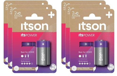 ITSON Lot de 6 x 2 Piles Alcalines LR14/C 1,5V ItsPOWER