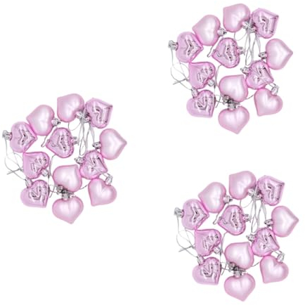 Warmhm 72 STK Dekorative Weihnachtskugeln Christbaumkugel Ornament Lila Herz Weihnachtskugeln Dekorationen Weihnachtsfeier Liefert Weihnachten Hängende Verzierung Rosa Herzförmig Kranz