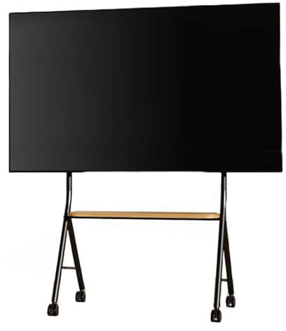 SHUQICAINA Mobile TV Stand on Wheels, Portable TV Stand for 42-75 Inch, Heavy Duty TV Trolley on Wheels with Shelf, Height Adjustable TV Floor Stand For Home, Office, Holds Up to 50kgs, Black