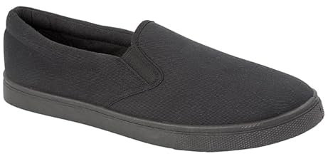 Urban Jacks Mens Canvas Mesh Slip On/Lace-up Espadrilles Casual Low Top Plimsoll Trainers Size 7-12 (Black, UK Footwear Size System, Adult, Men, Numeric, Medium, 9)