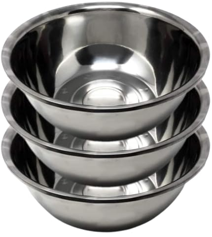 SDMAX Stainless Steel Mixing Bowl for Salad, Baking, Food Storage, Round Shape, Modern Design, Durable, Easy to Clean, Multipurpose, Dishwasher Safe, Set of 3 (20 cm)