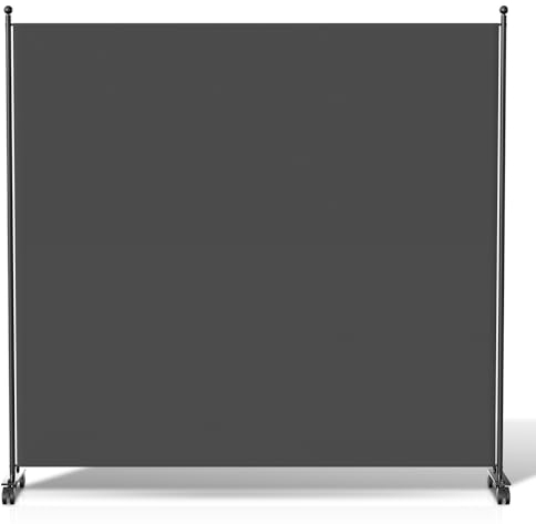 Jiubiaz Paravent Raumteiler Klappbar Freistehend Trennwand auf Rollen, Umkleide Sichtschutz Raumtrenner 1 Teilig 187x181 cm für Büros, Balkon (Anthrazit)