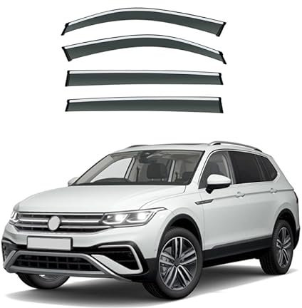 SUHNGE 1 Satz Windabweiser Regenabweiser für V.W Tiguan L Allspace LWB MK2 2017+, Seitenscheiben Regenschutz Regenabweise, Autofenster Anklebbare Windschutz Deflektoren