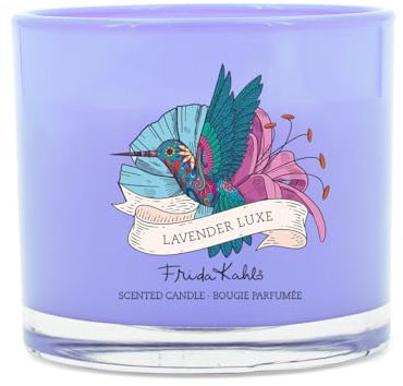 Frida Kahlo kleine Duftkerze im Glas | Lavender Luxe | Geschenk für Frauen | Duftkerze Blumig | Kerzen lange Brenndauer (30h) | Duftkerze Sojawachs