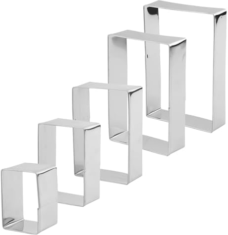 5pcs Emporte-Pièce Rectangulaire, Acier Inoxydable Emporte Pièces Carrés Différentes Tailles Moules à Biscuits Rectangulaires Ensemble d'Emporte-Pièces pour la Cuisson