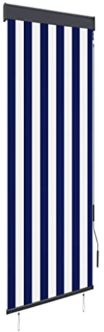 ShGaxin Außenrollo, Sonnenschutz Balkon, Senkrechtmarkise Außen, Sonnensegel Aufrollbar, Windschutz Balkon, Balkon Sichtschutz, Sonnenschutz Vorhang Terrasse, 60 x 250 cm Blau und Weiß