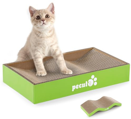 pecute Tiragraffi per Gatti Cartone, Graffiatoio per Gatti, Gatto graffiatoio, Gattino Tiragraffi Gatto Piccolo Medio Lettino per Gatti con Erba Gatta Inclusa,L