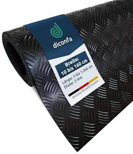 diconfa Gummimatte Hammerschlagmatte 3mm STARK, 0,2m BREIT, 6m LANG | Riffelblechmatte NACH Maß - BREITE 0,1 bis 1,6m - LÄNGE 0,1 bis 10m - Gummibodenmatte GERUCHSARM antirutschmatte UV-stabil
