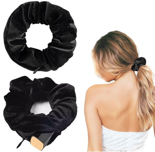 Pack of 2 Hair Bobbles with Money Hide for Hiding, Travel Gadgets for Women, Can Store Valuables, Safe Holiday, Hide Valuables Money with Scrunchies Secret Compartment