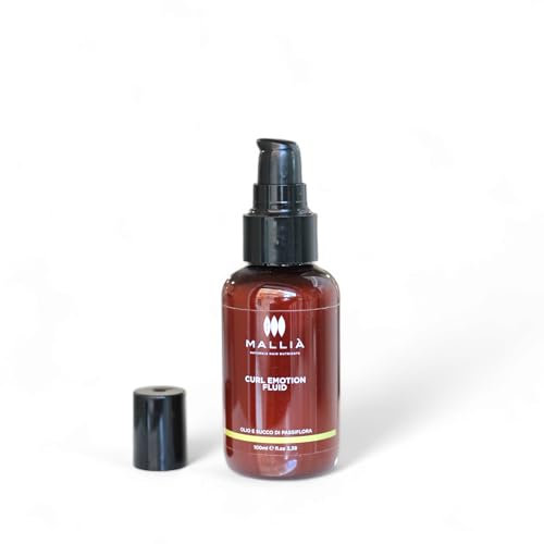 Fluido Crema Arricciante Professionale per Definizione e Controllo dei Capelli Ricci - Anticrespo e Idratante con Olio di Passiflora, 100ml Mallià Hair Care Curl Emotion Fluid