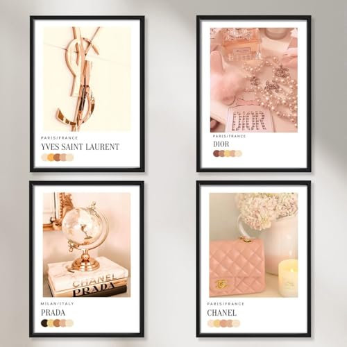Dekomundo Fashion Mode Lot de 4 tableaux muraux beiges de qualité supérieure - Décoration murale - 4 x 30 x 40 cm