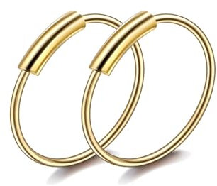 Tolldek 2 Stücke Magnet Piercing Nase, Edelstahl 0.6MM Hoop Nose Stud Gold, Piercing Stecker, Piercing Körperschmuck für Männer Frauen