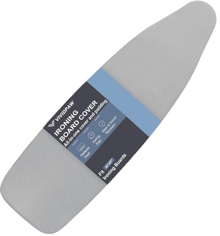 Funda y almohadilla extra grande para tabla de planchar de 22 x 57 pulgadas, acolchado grueso de 21 x 57 pulgadas, borde elástico, revestimiento de silicona, resistente a quemaduras y manchas, cierre