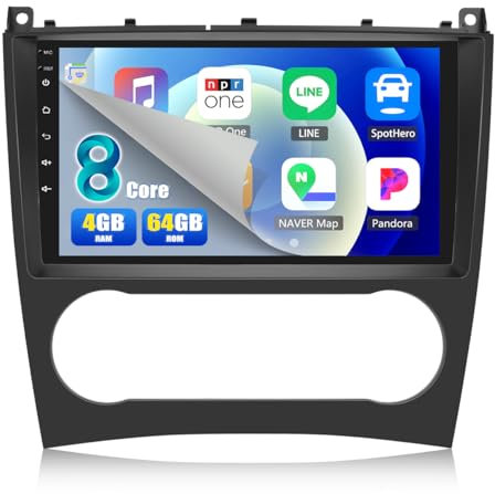 4G+64G 8Core Android 13 CAMECHO Autoradio mit Navi für Mercedes Benz C Klasse W203 W209 C180 C200 2005-2009 mit Carplay Android Auto, 9 Zoll Bildschirm mit Bluetooth5.0 RDS/FM WiFi MirrorLink DSP