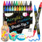 Alitastro Dual Tip Acrylic Paint Pens Marker Pens 24 Colors Arts and Crafts Acrylic Markers for Rock Painting Wood Glass Acrylic Paint Markers for Christmas Easter Egg Halleen Pumpkin (Dot&Fine Tip)