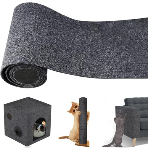 Rascador Adhesivo Sofa Gatos 30×100cm, SilverChry Tapete Autoadhesivo para Rascar Gatos, Tapete Rascador para Gatos, DIY Climbing Cat Scratcher Torres para Gatos para Gris Oscuro (Grigio Scuro)