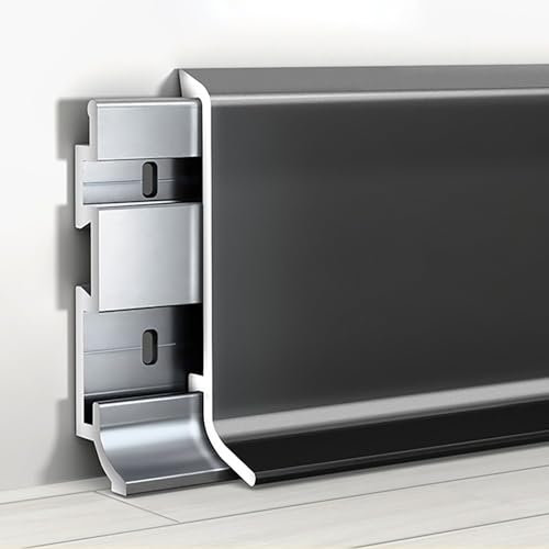 Raouoae Sockelleisten Aus Aluminium 125 cm X 2 Stück Bodenleiste Und Wandverkleidung Für Laminatboden Stilvolle Kanten Für Böden Und Wände(Graphite Gray,Height: 4cm)