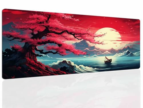 Tapis de Souris Tree, Tapis Souris XL, 900x400x4mm Tapis de Bureau Gaming AntidéRapant, Tapis Bureau étanche, sous-Main pour Clavier et Souris, Mouse Pad Mat, pour Gamer, Ordinateur, Pc 1243