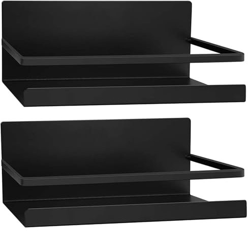 Zosenyer Mensola Magnetica Frigo, 2 Pezzi Portaspezie Magnetico per Frigorifero e Lavatrice, Organizzatore per Cucina, Risparmio Spazio (Nero)