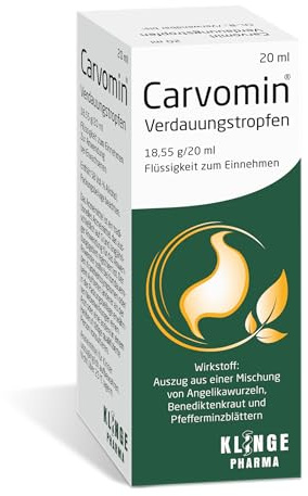 Carvomin Verdauungstropfen, 20 ml Lösung | Bei Blähungen, Völlegefühl & Magenkrämpfen, mit nur 3 Heilpflanzen & natürlichen Bitterstoffen, Ohne Schöllkraut