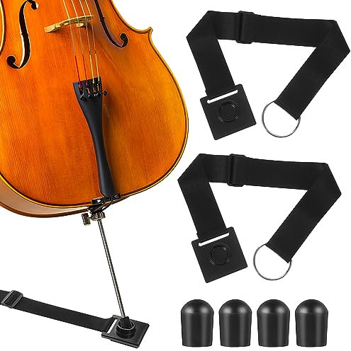 FUNOMOCYA 6 Pezzi Fermo Puntale Violoncello Antiscivolo Protezione Gomma Cinturino Regolabile Accessori Strumenti Musicali