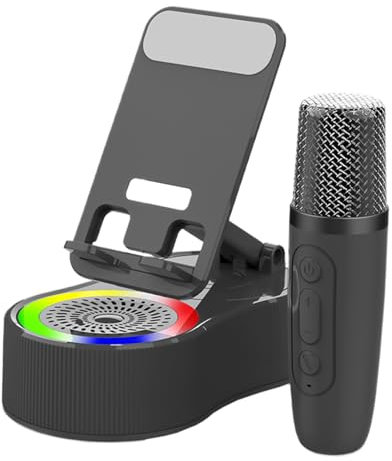 Supporto per telefono con altoparlante e microfono, ricarica a induzione e altoparlante, LED Lights, Wireless Connection, Long Lasting 2000 mAh, Compact & Practical Cool Tech Gadgets