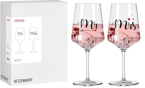 RITZENHOFF 8131001 Cocktail-Glas 500 ml, Serie Sprüche, 2er Set mit Schriftzug Liebe Nr. 1 und 2 - modern, Made in Germany