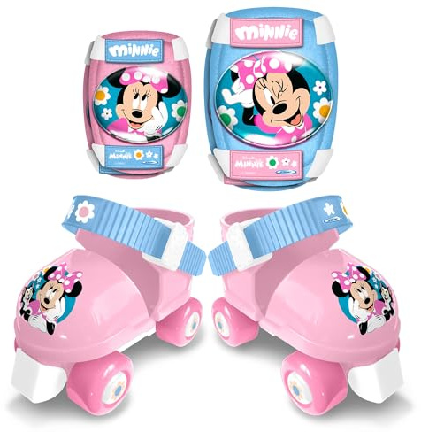 Roller Skates Sizes 23/27 + ELLBOGEN und KNIESCHÜTZER Minnie, Blue & White