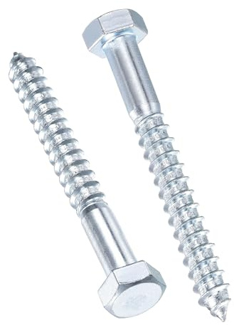 TA-VIGOR 10Pcs Coach Screws, M10 x 100mm Hex Head Lag Bolts, Carbon Steel Zinc Plated Sleeper Concrete Wood Screw Hexagon Lag Half Thread Self-Tapping Bolts for Outdoor Use in Decking, Fencing