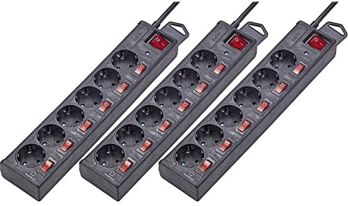Renkforce RF-3050852 Überspannungsschutz-Steckdosenleiste 6fach Schwarz Schutzkontakt 3 St.