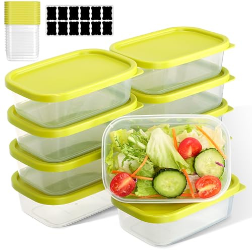 AiQInu Frischhaltedosen mit Deckel –10x520ML Quadratisch, BPA-frei, Aufbewahrung & Organisation für Lebensmittel Luftdicht, Spülmaschinengeeignet. Gefrierdosen für Mealprep & Küche（Grün）