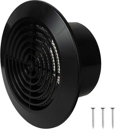 Repa Market 4 Inch / 100 mm Black Plastic Round Air Vent Cover with Guard Mesh – Ceiling Vent Cover - HVAC Indoor Outdoor Intake/Exhaust Vent Duct Cover – Air Conditioning Soffit Ventilation Grilles