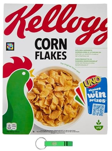 24x Corn Flakes Knusprige goldene und leckere ohne Palmöl ohne Farbstoffe ohne künstliche Aromen 375g + Beni Culinari Kostenloser Schlüsselanhänger