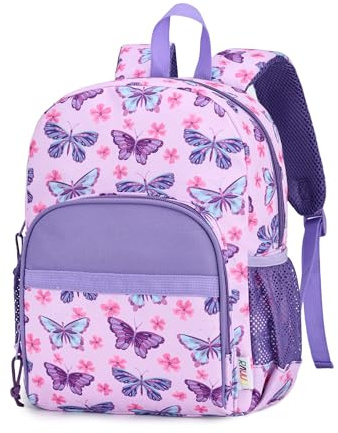 RAVUO Kindergartenrucksack Mädchen 2-4 Jahre,8.5L Kita Rucksack | Schmetterling,Leicht,Wasserabweisend,Atmungsaktive Gurte,Rückenpolster,Reflektoren,Brustgurt