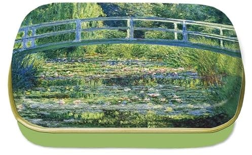 Pillendose, Bonbondose, Minidöschen FridolinEdition - Metall - Motiv Teich mit Brücke - Maße: b/h/t: 6,0 × 1,8 × 5,0cm