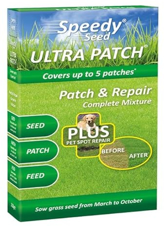 Garden Ultra Patch Lawn Repair 200g Grass Seed & Feed, Organic Patch Magic Grass Seed, Fast Growing Patch Fix for Lawns, Repairs Bare Spots, High Traffic & Shaded Areas, Covers up to 5 Patches.