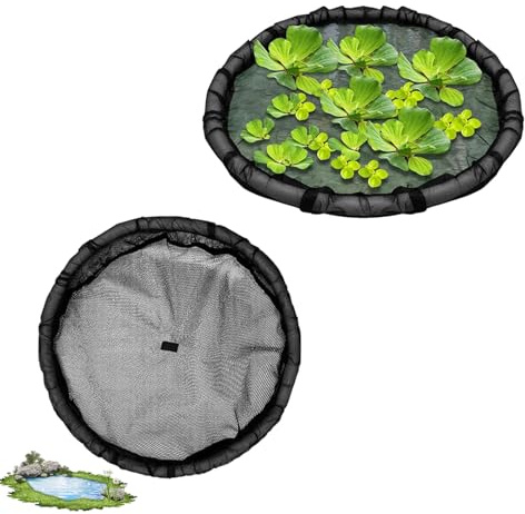 2 Stück Teich Pflanztopf Schwimmend, Schwimmende Insel Pflanzenschutz, Treibende Gartenteich Insel Schwimmende, Schwimmring für Teichpflanzen, Feinmaschiges Netz für Wasserspiele, Garten