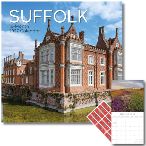 TGSC | Suffolk 2027 Calendar with Planner Stickers, 16-Month Square Wall Calendar (Sept 2026 to Dec 2027), Rural Countryside Photography, Home and Office Organiser, 30 x 30 cm