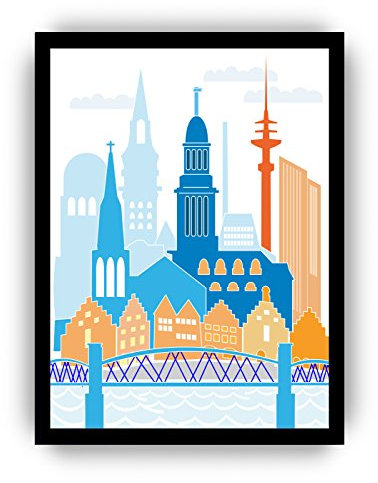 Kunstbruder Hamburg Collage Dimension by Rahmen/gerahmt- Kunst Druck auf Leinwand - vom Kölner Künstler/Graffiti Wandbilder Banksy Art Gemälde Kunstdrucke (30x40cm)