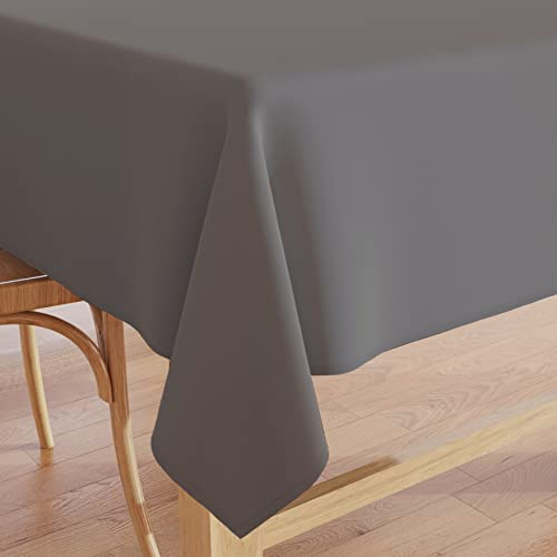 Encasa XO Baumwoll-Canvas-Tischdecke | Grau Einfarbig | Rechteckige Größe 140x180 cm | Esstischdecke zur Dekoration – maschinenwaschbar