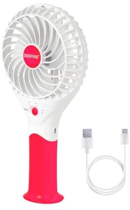 GEEPAS Rechargeable Fan | Mini Portable USB Handheld Fan for Home Office Travel Outdoor Personal Use | 3 Speed Settings 8H Run Time Ultra Quiet Lightweight Air Circulator | 2 Year Warranty Pink