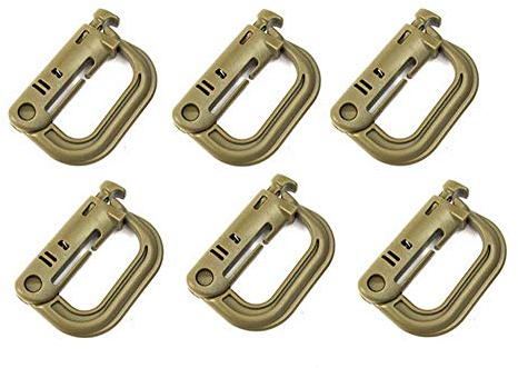 Koyheng Grimloc-Molle-Karabiner, 6 Stück, D-Verschlussring, D-Ring-Clip, Karabiner, Schnalle