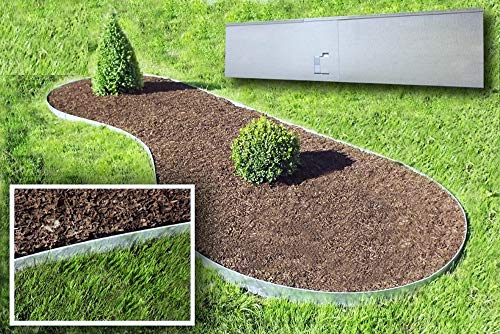 Rasenkante Metall Ergänzungsstück - 1er Set - 0,65m Verlegelänge - Garten Beeteinfassung 18,5cm hoch - Stabile Beetbegrenzung - Formbare Metall Rasenkante je 0,7m Länge - Farbe Grün