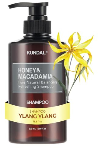 KUNDAL Shampoo (Ylang Ylang) | 50 ml, sulfatfreie Formel, erfrischende Kopfhautpflege, Honig- und Macadamia-Extrakte, pflanzlicher Ölkomplex