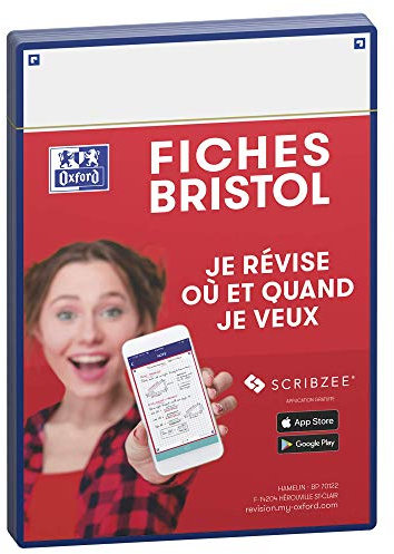 Oxford Revision 2.0 Karteikarten, DIN A5 (14,8 x 21 cm), einfarbig, weiß, Vorder- / Rückseite – Rahmen marineblau, 50 Stück