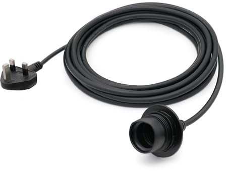 FIRMERST Outdoor Pendant Light Fitting with Plug, E27 Lamp holder 4.5m Rubber Cable IP44