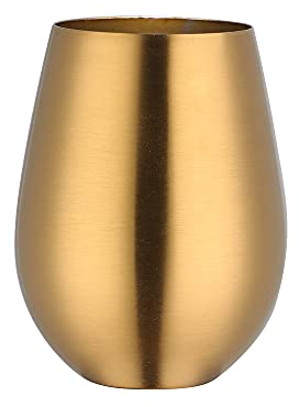 Meisha-eur Weingläser 2er-Set, Edelstahl bruchsichere und leichte Stemless Metal Drinks Becher für Outdoor-Reisen, Picknick-Camping-Partys oder den täglichen Gebrauch mit der Familie（Gold）