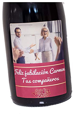 CALLE DEL REGALO: Regalo personalizado para jubilación: botella de vino personalizada con foto y la dedicatoria que tú quieras.
